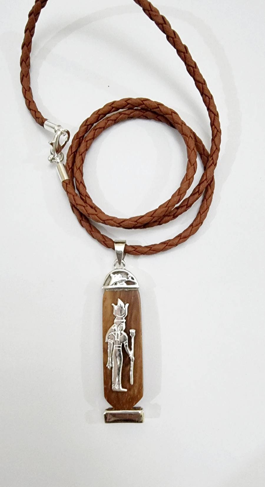 Egyptian Handmade 925 Silver Cartouche With Coke Wood - Thumbnail 5