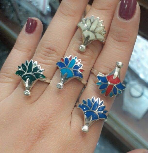 Handmade Egyption Sterling Silver 925 Lotus Ring With Gemstones