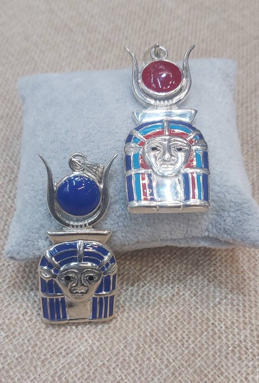 Handmade Egyptian Sterling Silver 925 Hathor With Sun Desk And Horn - Thumbnail 6