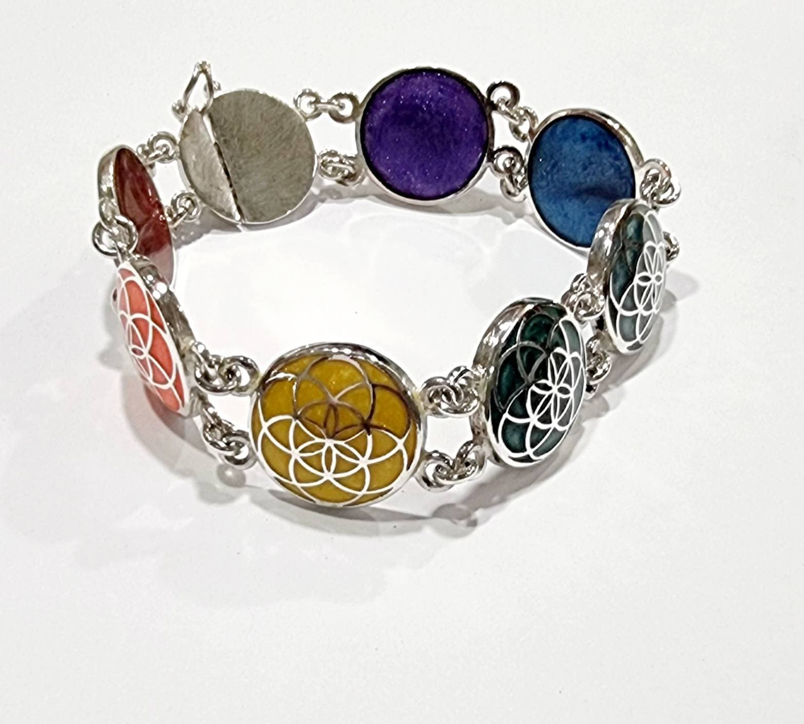 Handmade Egyptian 925 Silver Colorful Egyptian Bracelet - Thumbnail 3