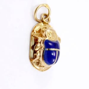 Handmade 18K Gold Egyptian Scarab Pendant with Gemstones