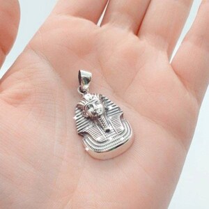Handmade Egyptian Sterling Silver 925 Oxidized Tutankhamun Mask Pendant