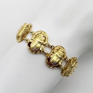 Handmade Egyptian 18K  Scarab Bracelet,Beetle Khepri Bracelet With Gemstones.A Great Handmade Beetle Bracelet.