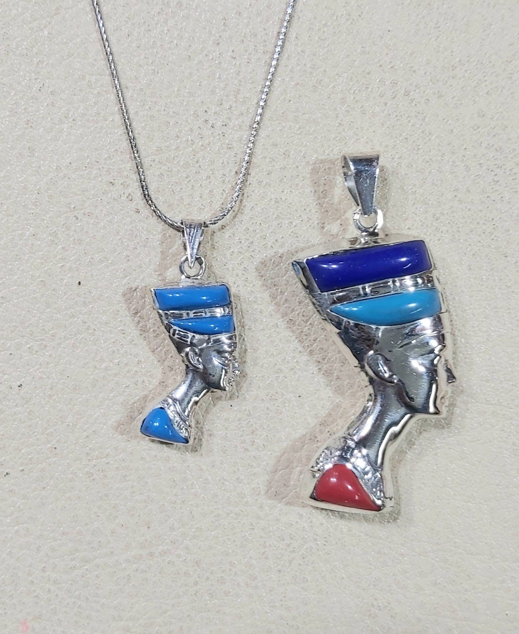 Egyptian Handmade Sterling Silver 925 Nefertiti Necklace - Thumbnail 6
