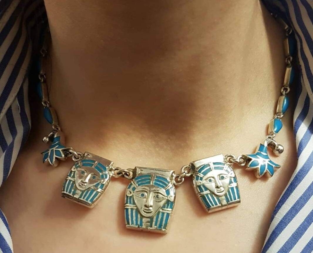 Egyptian Handmade Sterling Silver Hathor Necklace