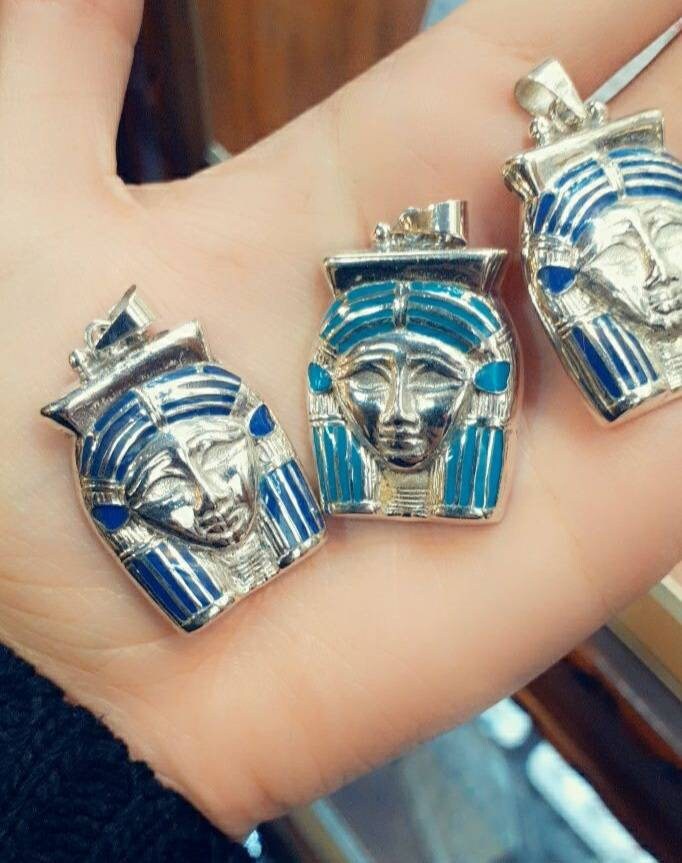 Egyptian Handmade Sterling Silver Hathor Necklace - Thumbnail 2