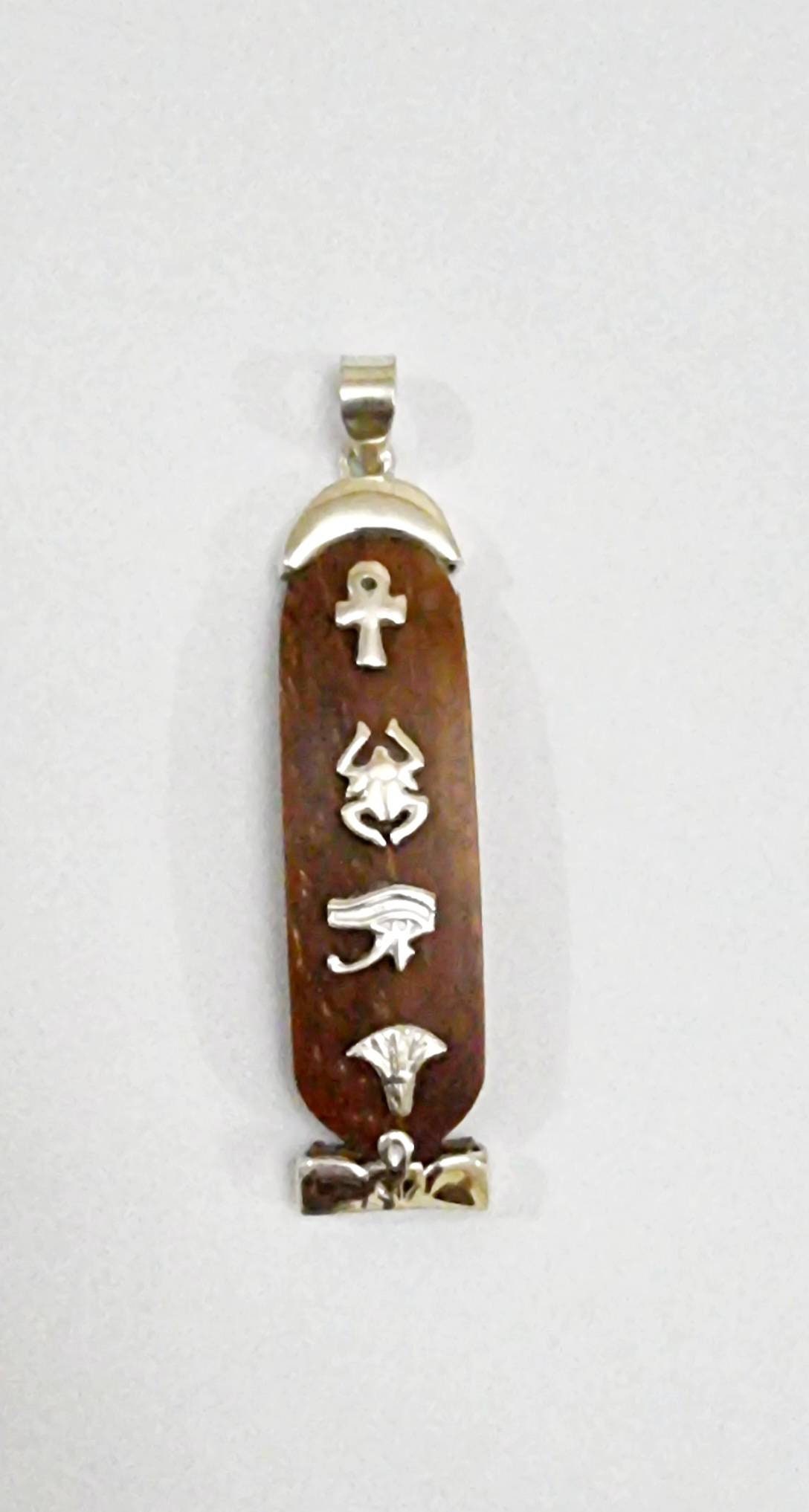 Egyptian Handmade 925 Silver Cartouche With Coke Wood - Thumbnail 6