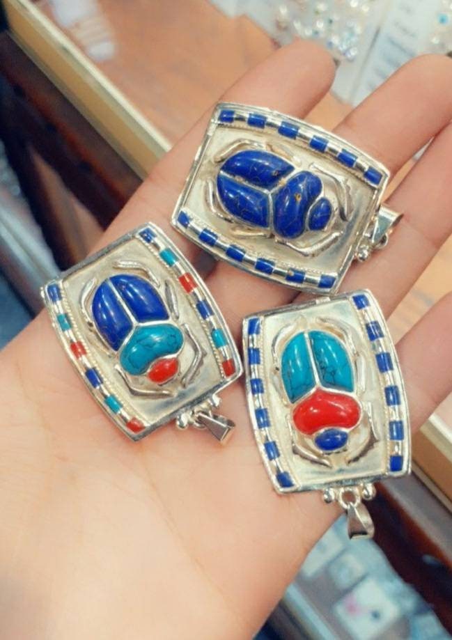 Egyptian Handmade Sterling Silver 925 Scarab Pendant
