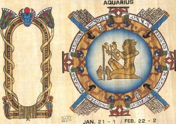 Original Papyrus Hand Painted Handmade Zodiac - Thumbnail 2