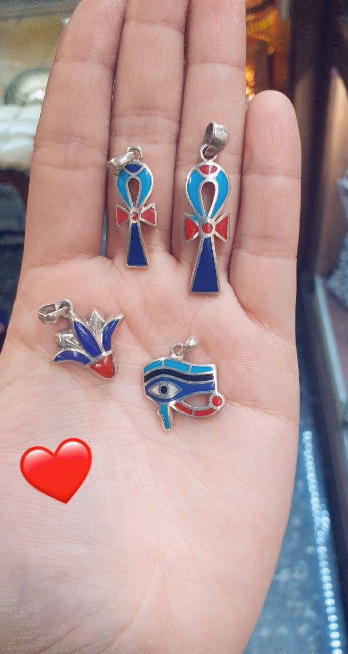 Egyptian Handmade Silver 925 Key of life Pendant with Gemstones,World Wide Express Shipping - Thumbnail 4