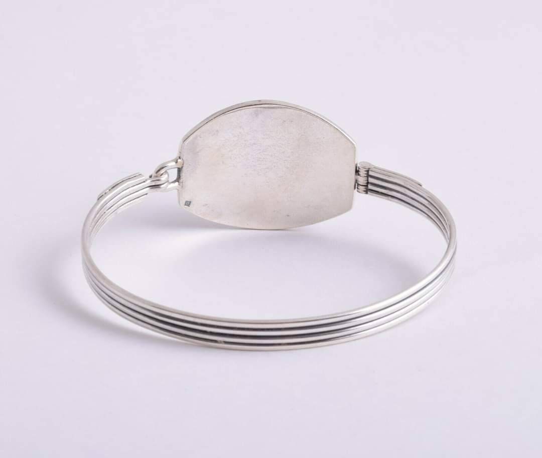 Handmade Sterling Silver 925 Scarab Bracelet - Thumbnail 6