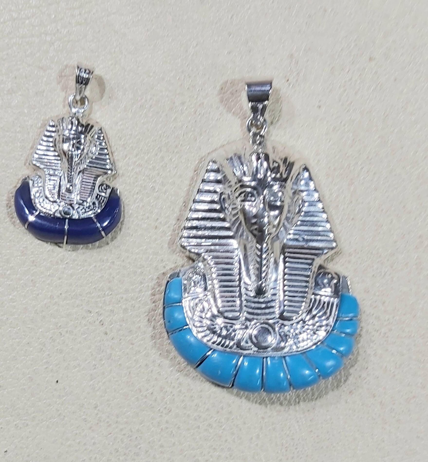 Handmade Egyptian Sterling Silver 925 Tutankhamun Mask Necklace