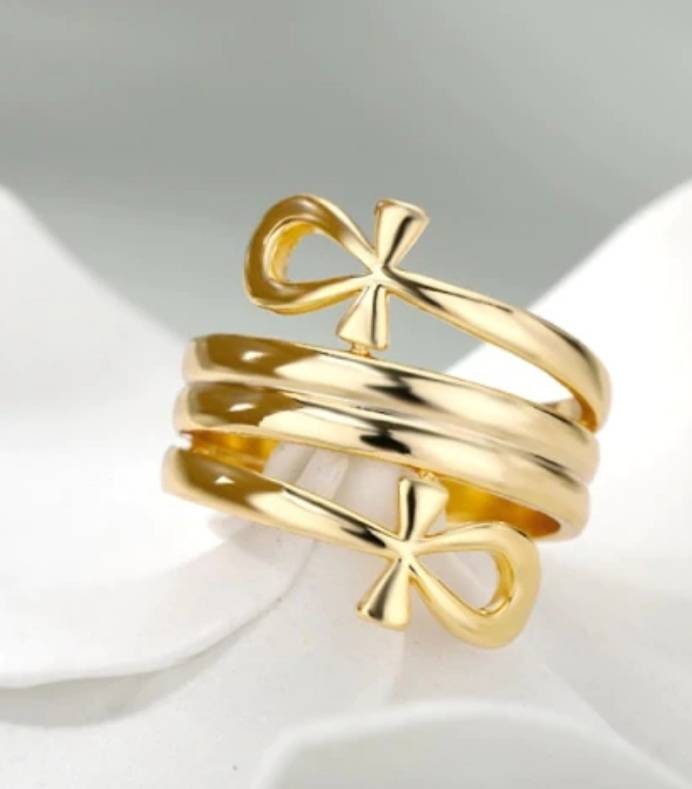 Handmade Egyptian 18K Key Of Life Ring - Image 1