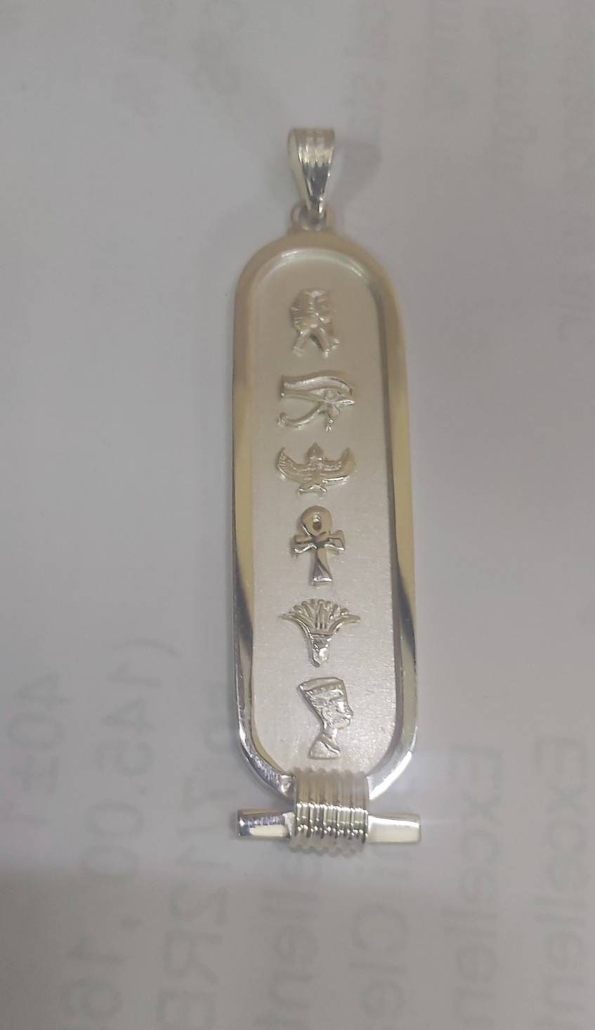 Egyptian Handmade Silver Shiftshy Necklace Cartouche - Thumbnail 4