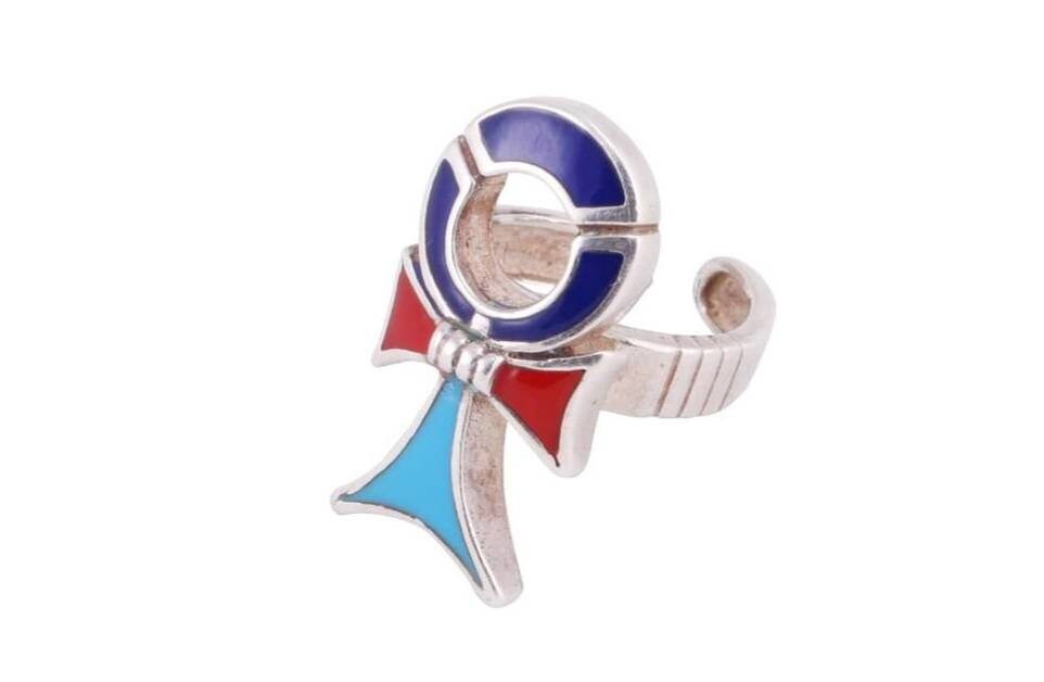 Handmade Egyptian Key Of Life Ring With Gemstones,Silver 925.Egyptian Art