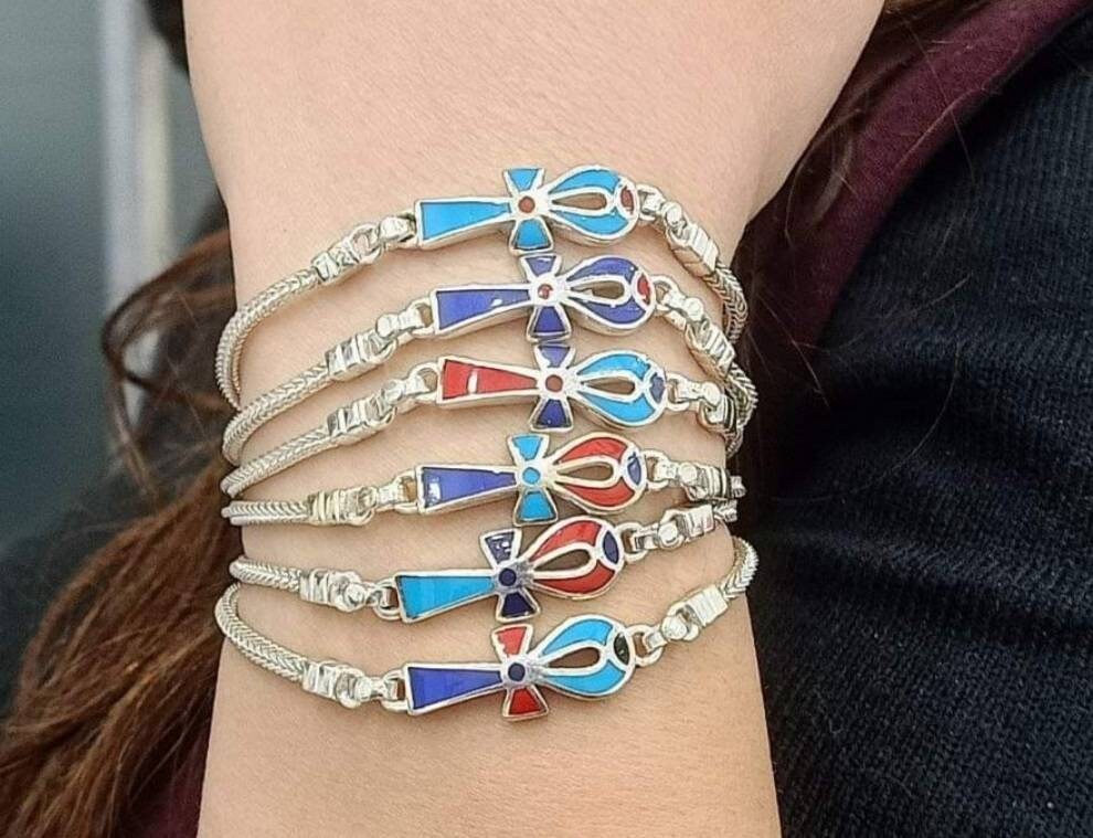 Handmade Egyptian Silver 925 Key of life Bracelet - Thumbnail 2