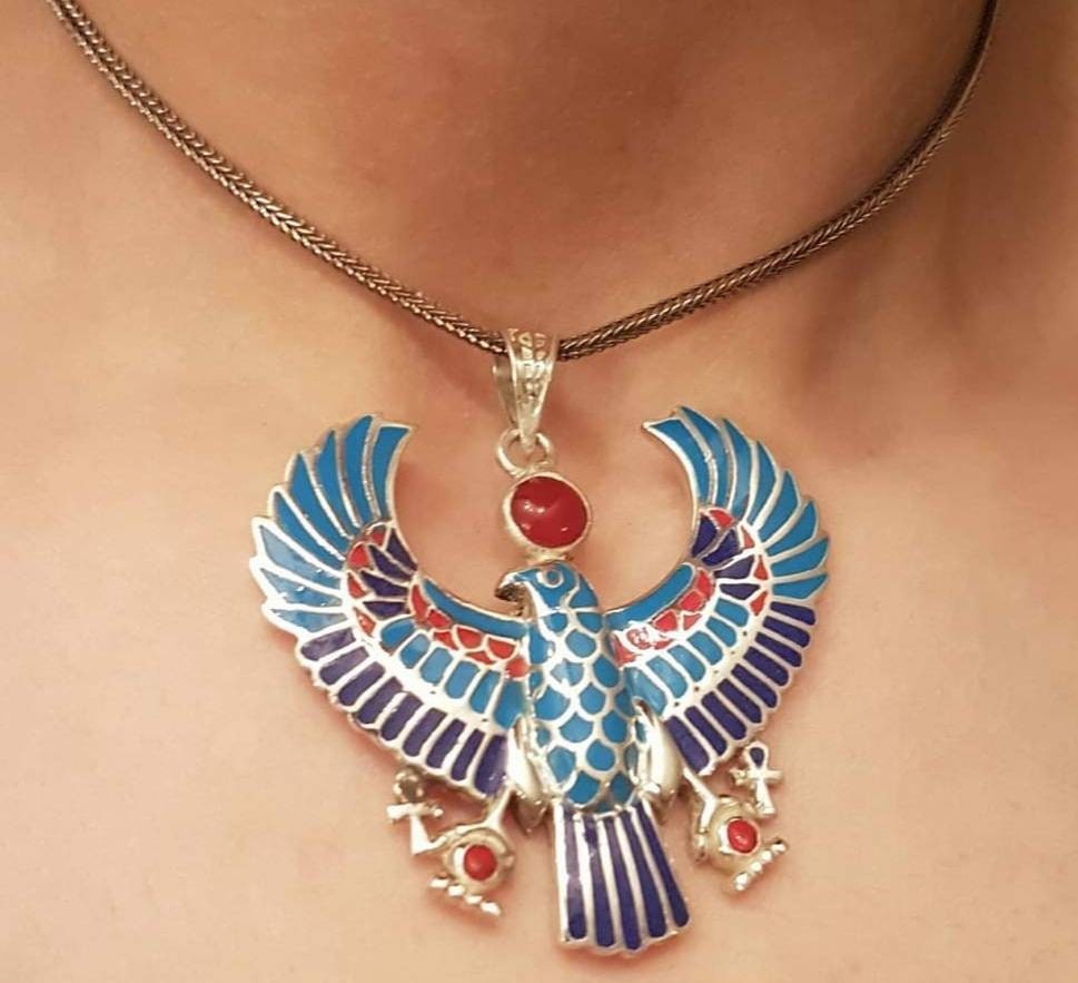 Handmade Egyptian Horus Necklace With Real And Natural Gemstones - Thumbnail 2