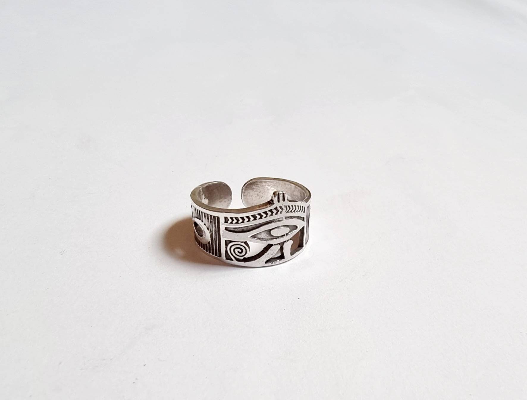 Handmade Egyptian 925 Silver Eye Of Horus with Sided Key of Life - Thumbnail 2