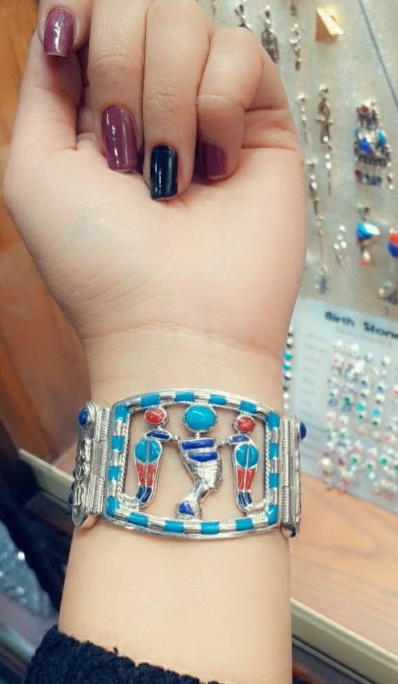 Handmade Egyptian Sterling Silver 925 Nefertiti Bracelet