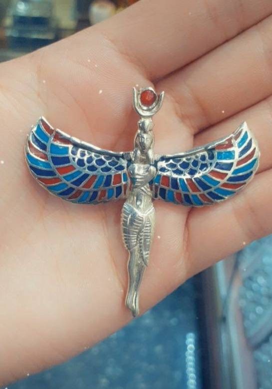 Egyptian Handmade Isis Silver Necklace - Thumbnail 4