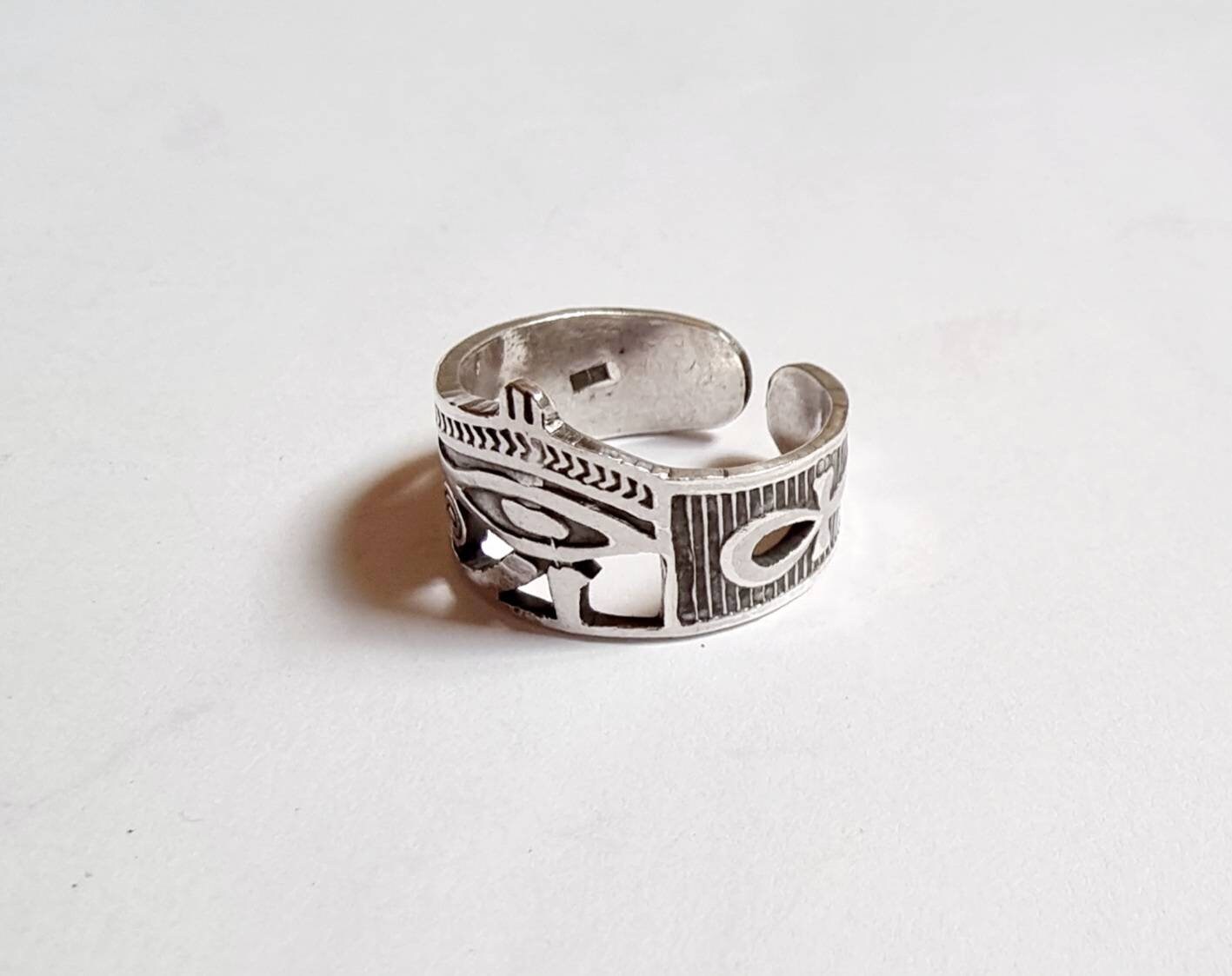 Handmade Egyptian 925 Silver Eye Of Horus with Sided Key of Life - Thumbnail 3