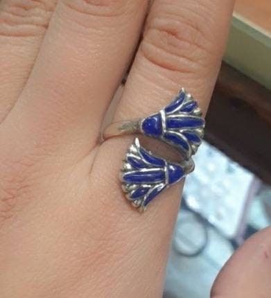 Egyptian Handmade Silver 925 Lotus Ring - Thumbnail 4