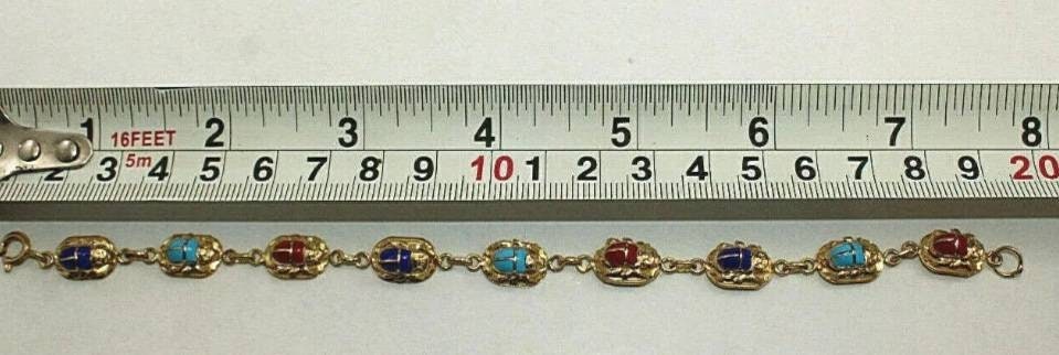 Handmade Egyptian 18K Multi Color Scarab Bracelet - Thumbnail 4