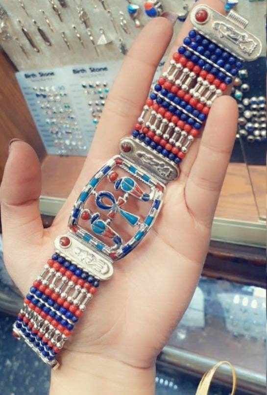 Handmade Egyptian Sterling Silver 925 Nefertiti Bracelet - Thumbnail 5