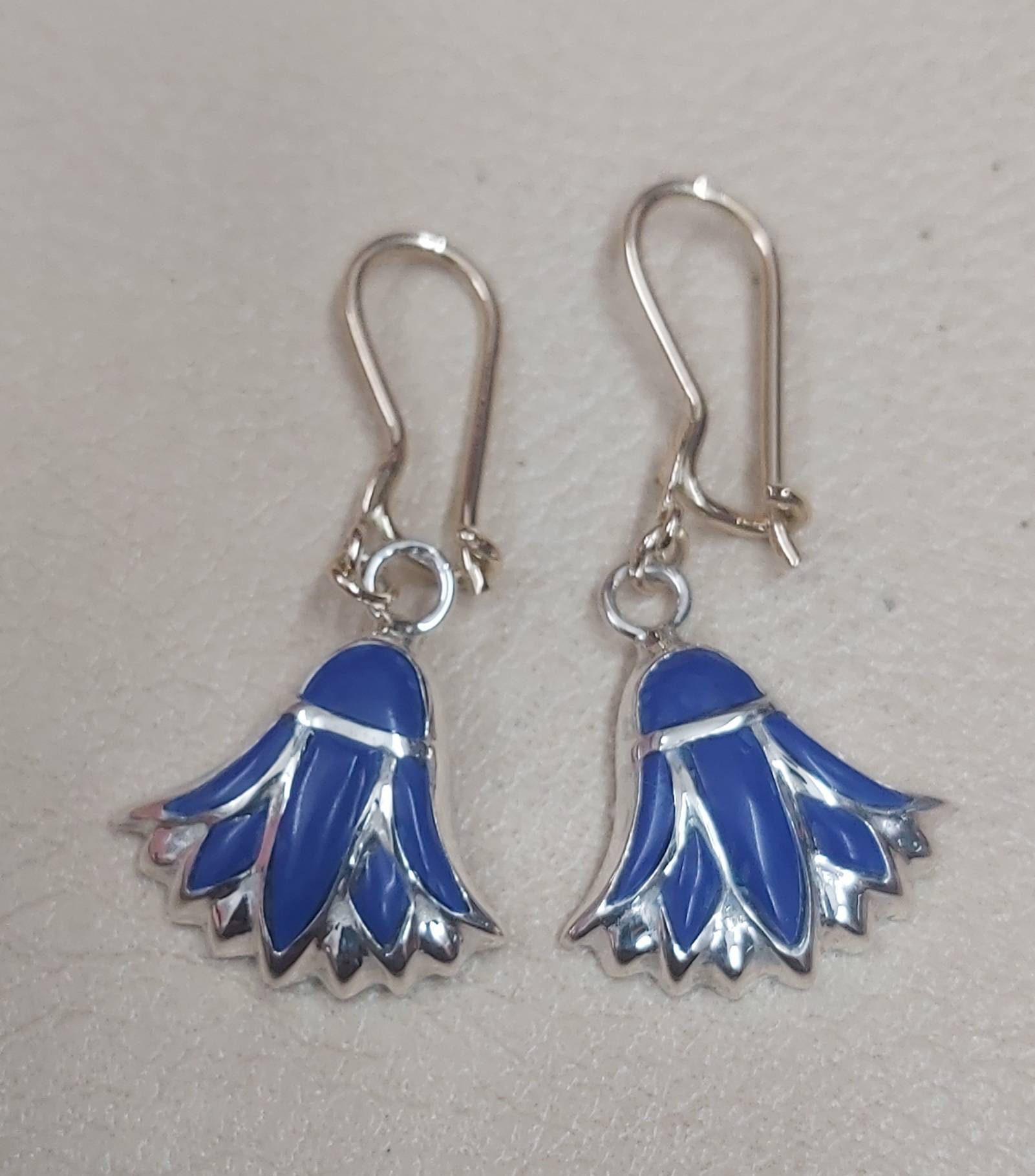 Handmade Egyptian  Earring Hock is 18K And Lotus In Silver 925 - Thumbnail 7