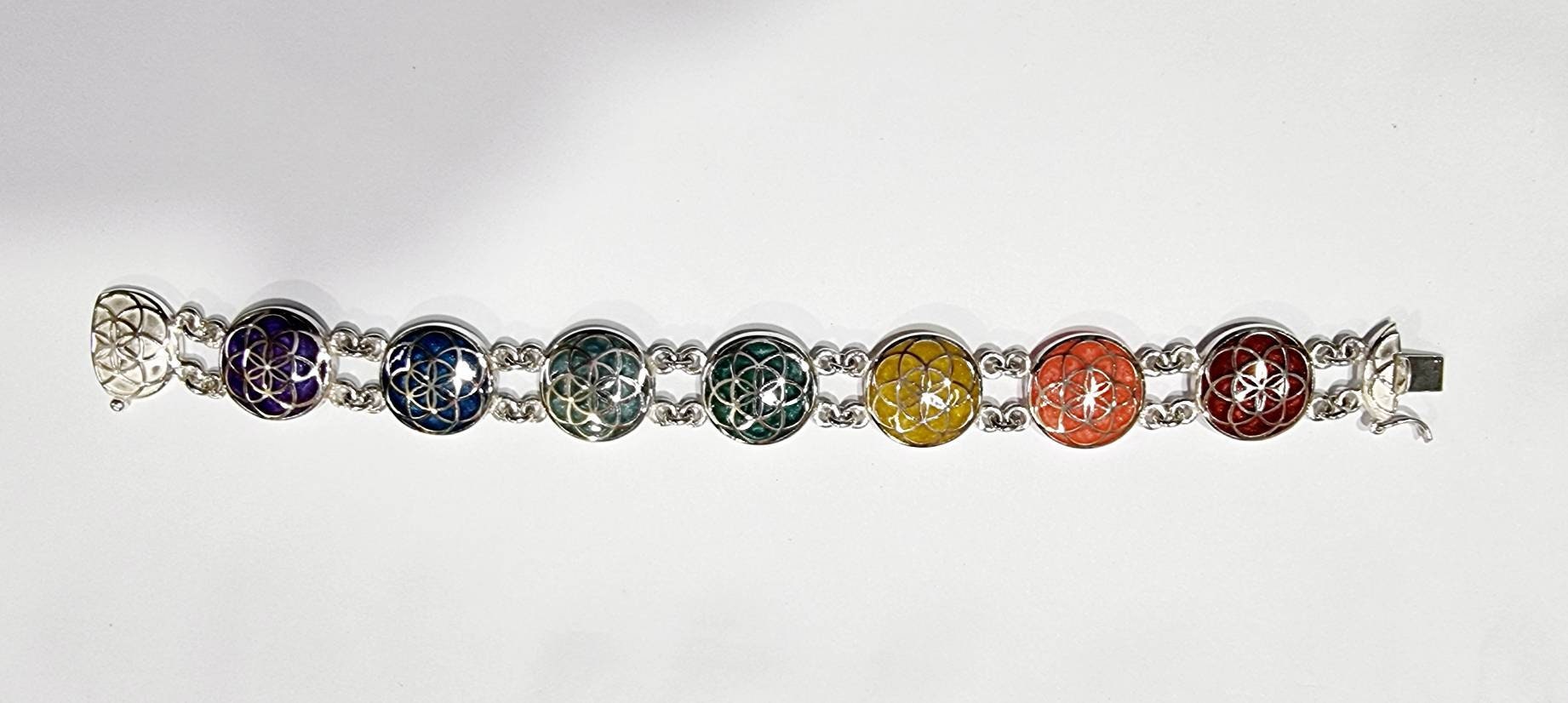 Handmade Egyptian 925 Silver Colorful Egyptian Bracelet - Thumbnail 7