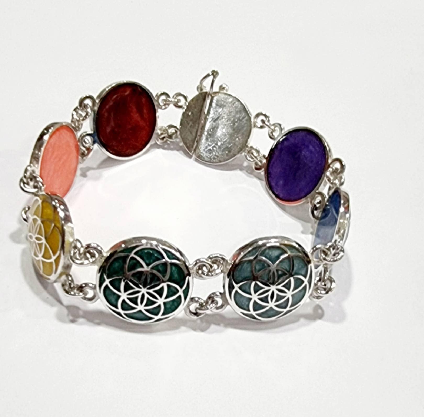 Handmade Egyptian 925 Silver Colorful Egyptian Bracelet - Image 1