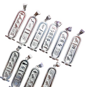 Egyptian Necklace Oxidized Silver Cartouche