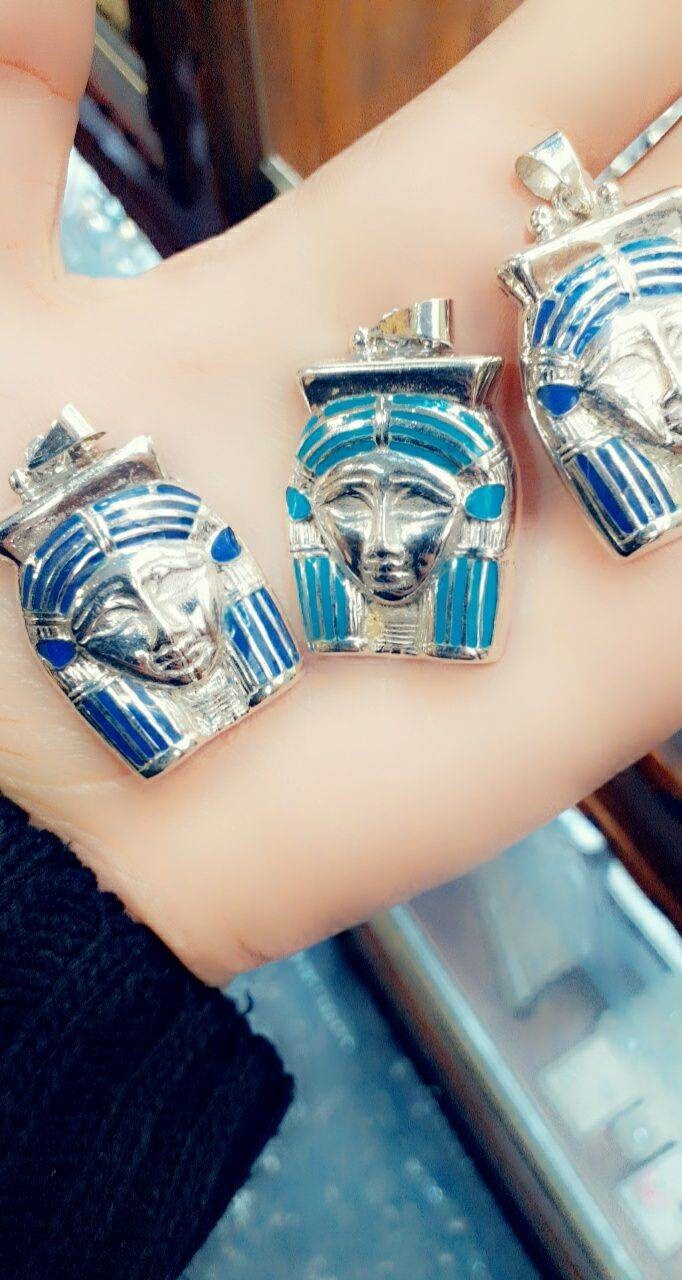 Egyptian Handmade Sterling Silver Hathor Necklace - Thumbnail 4