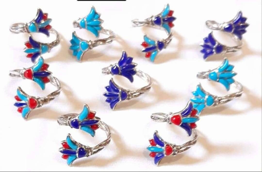 Egyptian Handmade Silver 925 Lotus Ring - Thumbnail 6