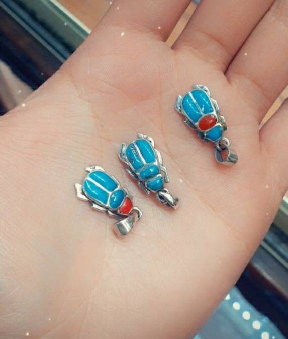 Egyptian Handmade Sterling Silver Scarab. - Thumbnail 3