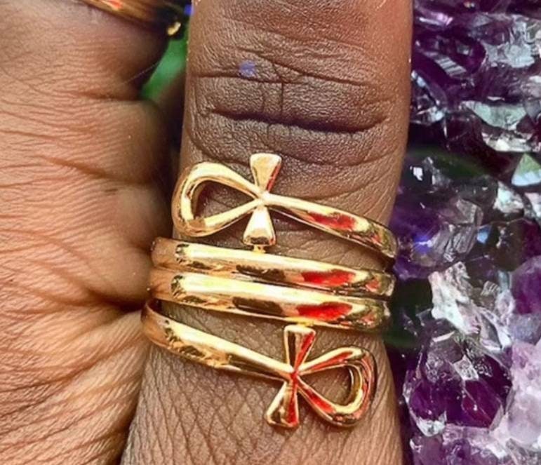 Handmade Egyptian 18K Key Of Life Ring - Thumbnail 3