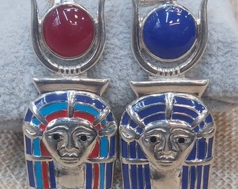 Handmade Egyptian Sterling Silver 925 Hathor With Sun Desk And Horn