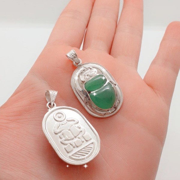 Egyptian Handmade Silver 925 Scarab Pendant With Gemstones,Khebri Pendant ,Silver 925 Beetle Scarab Pendant With Gemstone,Khepri Pendant.