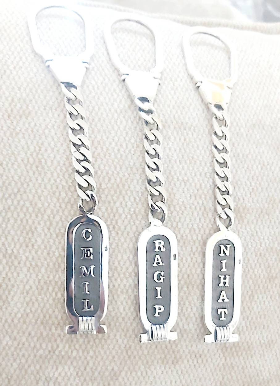 Egyptian Handmade Sterling Silver 925 key Chain Cartouche - Image 1