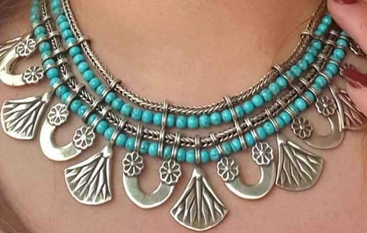 Egyptian Handmade Sterling Silver 925 Lotus Flower Necklace With Colorful Gemstones - Thumbnail 3