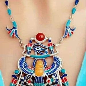 Egyptian Tutankhamun Silver Necklace.