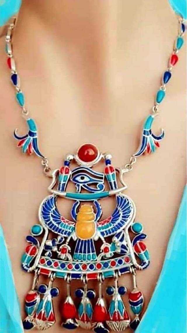 Egyptian Tutankhamun Silver Necklace.