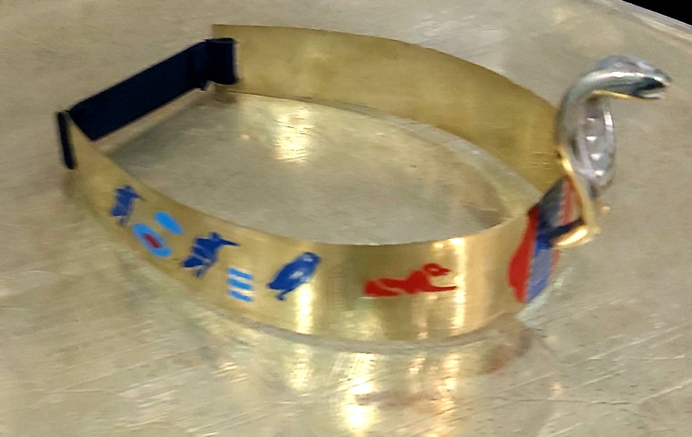 Egyptian Queen Cleopatra Brass Cobra Crown Headband - Thumbnail 6