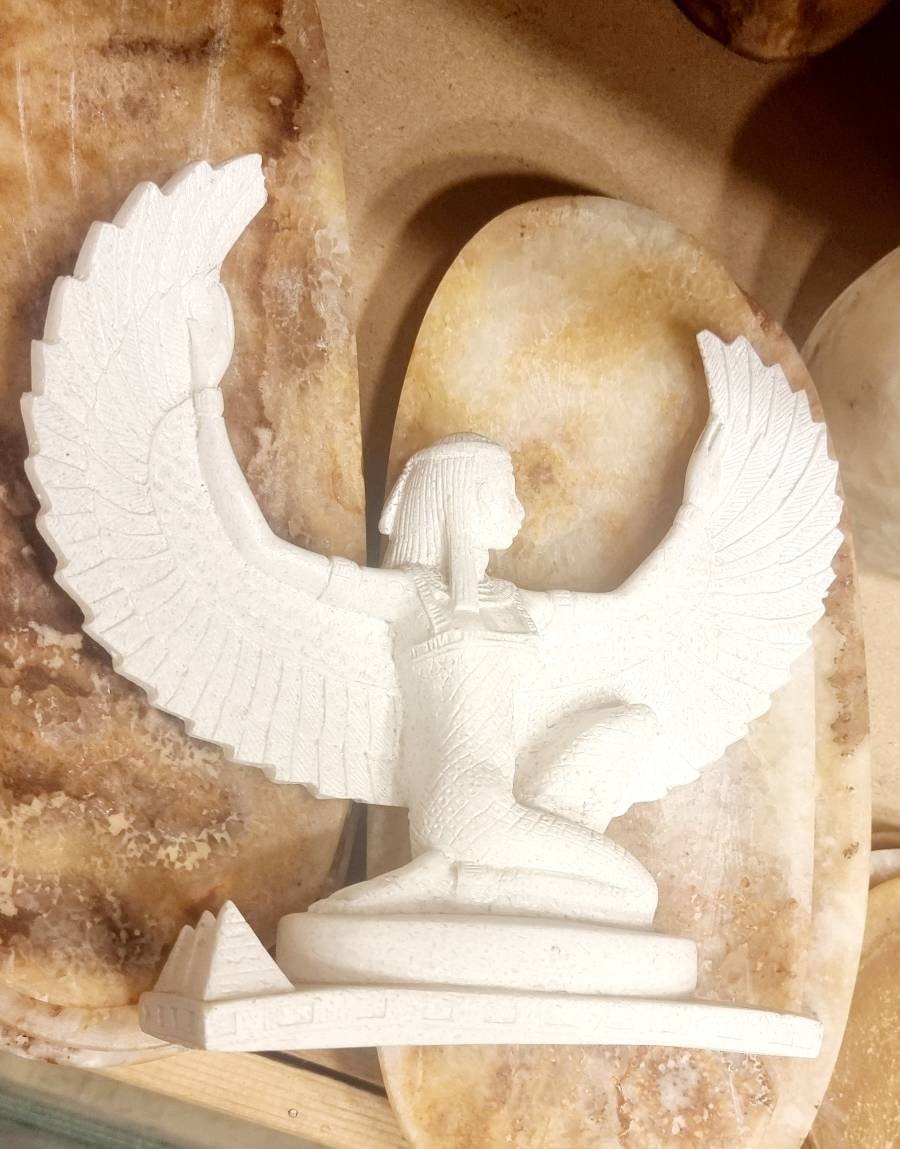 Egyptian Hand Crafted Winged Isis Statue  Made OF Marmar Stone.Made in Egypt