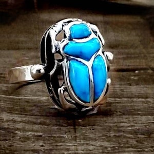 Egyptian Handmade Silver 925 Scarab Ring With Gemstone,Beetle Khepri Ring.Egyptian art.Made in Egypt