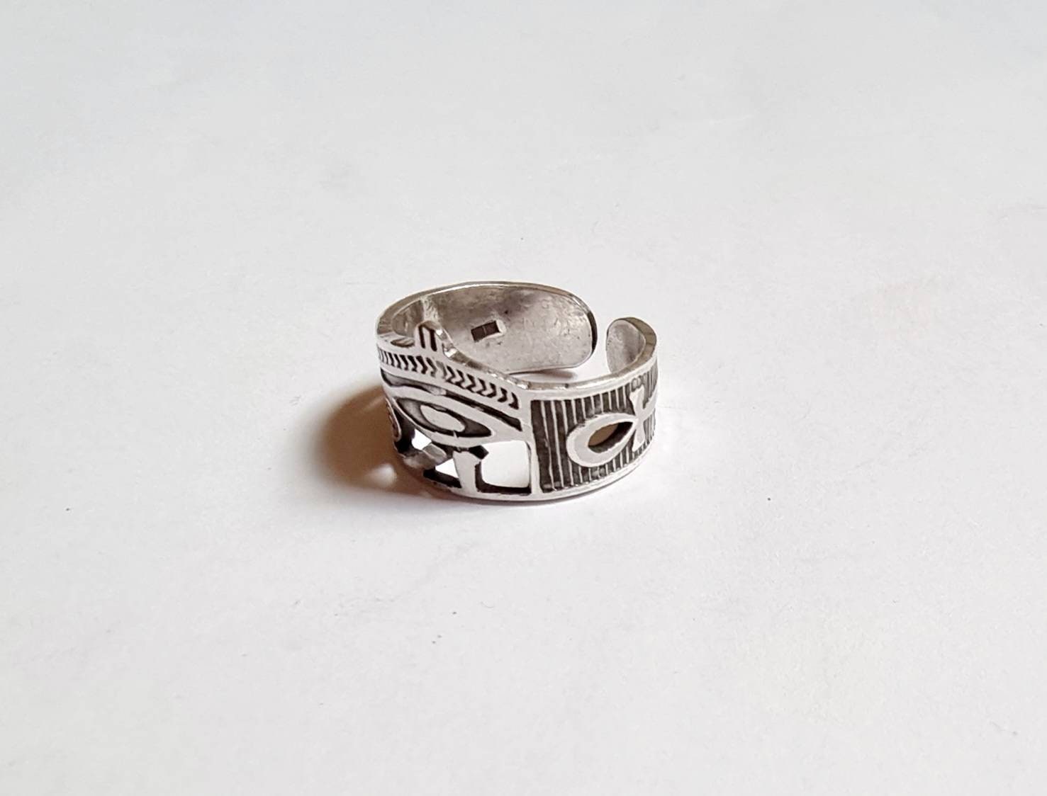 Handmade Egyptian 925 Silver Eye Of Horus with Sided Key of Life - Thumbnail 4