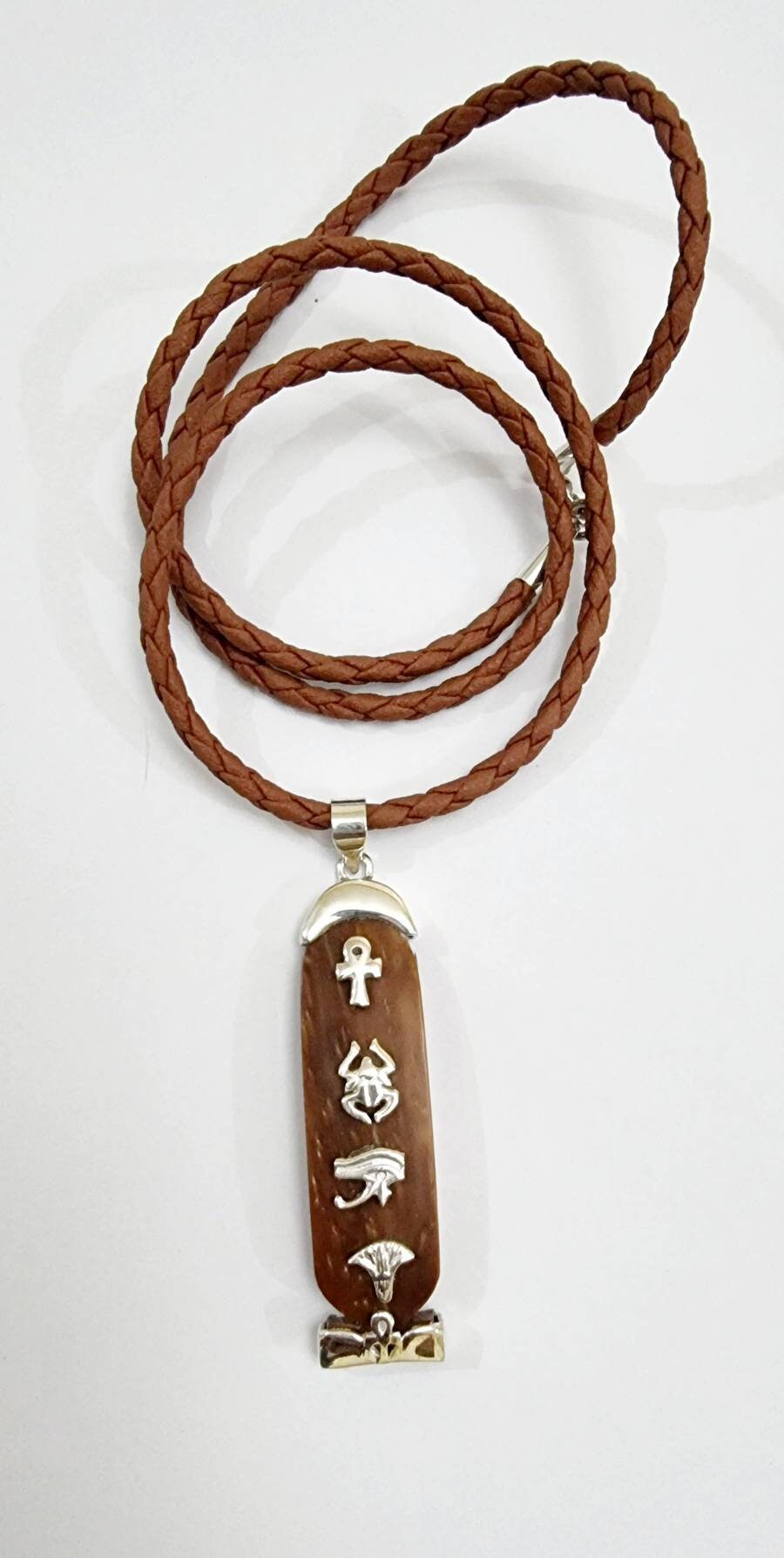 Egyptian Handmade 925 Silver Cartouche With Coke Wood - Thumbnail 4