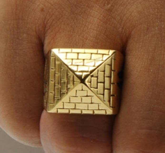 Handmade Egyptian Men Sterling Silver 925 Pyramides Ring With Eye of Horus And Cleoptara Crafted on the Sided - Thumbnail 5