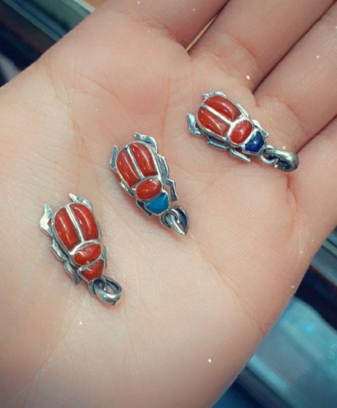 Egyptian Handmade Sterling Silver Scarab. - Thumbnail 2