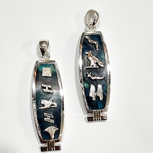 Handmade Egyptian Silver 925 Cartouche With Green Gemstone ,Personlized Cartouche ,Worldwide Express Shipping